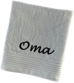 Schnoschi Handtuch Handtuch mit Oma oder Opa bestickt Gästehandtuch Duschtuch Badetuch, hochwertige Bestickung mit Oma oder Opa