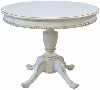 Casa Padrino Luxus Barock Esstisch Weiß / Gold 100-140 cm - Barock Esszimmer Möbel