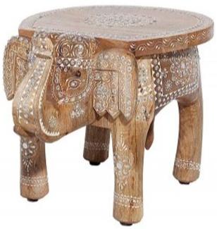 Casa Padrino Designer Fußhocker Natur Elefant 38 x 50 x H. 37 cm - Unikat