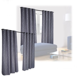 Relaxdays 4x Vorhang mit Muster, Polyester grau, 245x135 cm