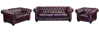 Vente-unique - Chesterfield Garnitur 3+2+1 - Büffelleder - Rotbraun - BRENTON