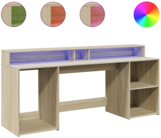 vidaXL LED-Schreibtisch Sonoma-Eiche 200x55x91 cm Holzwerkstoff 3309440