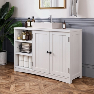 Bealife Waschbeckenunterschrank Badezimmerschrank 90 x 30 x 60 cm, mit 2 Türen, 5 Fächern