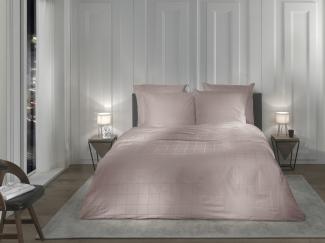 Heckett & Lane Mako-Satin Bettwäsche 135x200 Diamante Rose Tan rosa Wende Karo uni