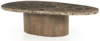 LEVEN Lifestyle Couchtisch "Lusso" oval brauner Marmor 120 cm organische Form, Tischplatte aus hochwertigem Marmor