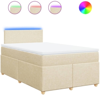 vidaXL Boxspringbett mit Matratze Creme 120x200 cm Stoff 3288945