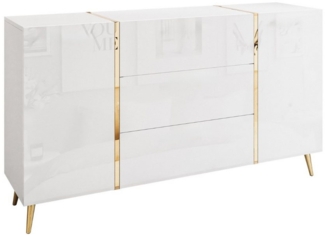 ALLHOUSE24 Kommode DIAMANT 158 cm Breite Hochglanz GOLD Sideboard Möbel BERLIN