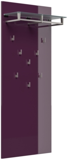 Garderobe 8 Haken & Hutablage 70x160 cm Brombeer : Weissmatt / Brombeere hochglanz