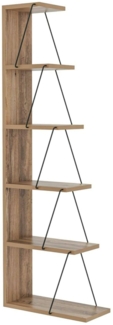 Dmora Bücherregal Erminia, Büroregal, Mobiler Buchhalter, Bücherbrett, 50x22h150 cm, Eiche und Schwarz