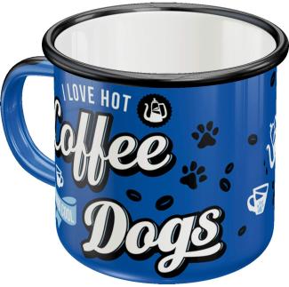 Nostalgic-Art Tasse Emaille-Becher - Pfotenschild - Hot Coffee und Cool Dogs