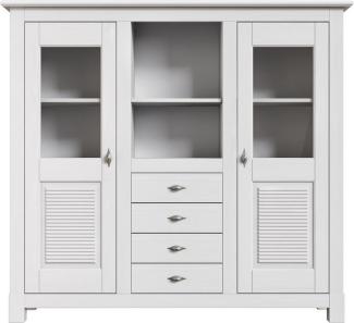 Home affaire Buffet Rauna Highboard, massive Kiefer, Türen mit Glaseinsätzen, B/H 146/134 cm