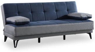 Dmora 3-Sitzer Schlafsofa Aborigeni, gepolstertes Stoffsofa, Wohnzimmersofa mit Klick-Klack-Öffnung, 190 x 87 x 97 cm, Grau und Blau