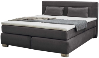 Boxspringbett Royal Mix / Romana Mix , Mikrofaser, Stoff , Grau , 190 x 108 x 212 cm