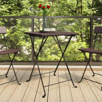 vidaXL Bistrotisch Klappbar Braun 55x54x71 cm Poly Rattan 319984