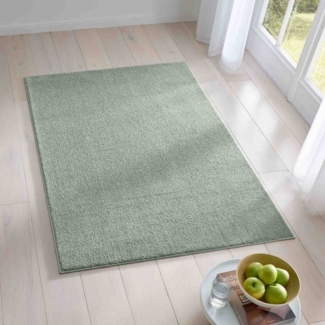 TaCa Home Teppich Kurzflor-Frisee-Teppich, rechteckig, Höhe: 9 mm, Wohnzimmer Schlafzimmer Esszimmer Kinderzimmer, Mint - 160x220 cm