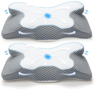 Simloveve Nackenstützkissen Seitenschläferkissen Orthopädisches Kissen Ergonomisches Kopfkissen, Füllung: Memory Foam, Rückenschläfer, Seitenschläfer, Bauchschläfer, Nackenstützkissen gegen Nackenschmerzen