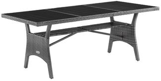 Casaria Gartentisch (1-St), Wetterfest 190x90x75cm WPC Tischplatte Polyrattan inkl. Ablage