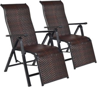 KOMFOTTEU Rattanstuhl Freizeitstuhl (2 St), Klappsessel aus PE-Rattan,verstellbarer Rückenlehne