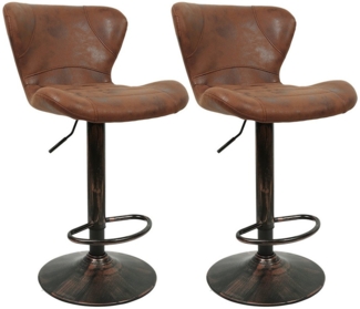 JEOBEST Barhocker Küchenstühle Barstuhl Retro Bistrohocker Höhenverstellbar (2er Set), Ergonomischer Stuhl mit Rückenlehne, Fußstütze, aus Metall