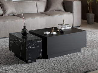 Compleo Couchtisch (2. set) Rechteckiger Couchtisch, Marmor optik JACOB Sofatisch