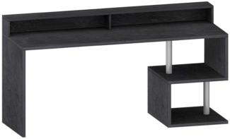 Dmora Schreibtisch Aurigo, linearer Schreibtisch mit Ablagefächern, Mehrzweck-Büroschreibtisch mit Platte, 180x60h93 cm, Schiefer