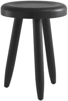 Casa Padrino Luxus Sitzhocker Schwarz Ø 31 x H. 45 cm - Massivholz Hocker - Runder Mindi Holz Sitzhocker - Luxus Möbel