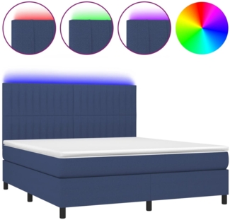 vidaXL Boxspringbett mit Matratze & LED Blau 160x200 cm Stoff 3135051