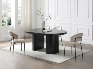 Vente-unique - Stuhl 6er-Set - Cord & schwarzes Metall - Beige - ALAYIS
