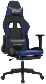 vidaXL Gaming-Stuhl mit Massage & Fußstütze Schwarz & Blau Kunstleder 345457