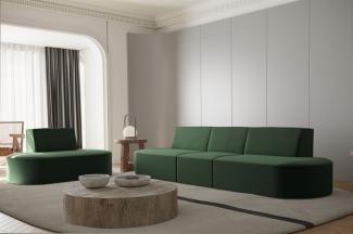 Sofaset Designersofa Set 3-1 MILOT in Stoff Opera Velvet Grün