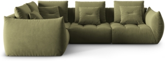 Micadoni Ecksofa Bloom 3-Sitzer Samt Hellgrün Links