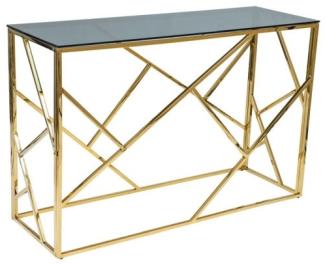 Konsolentisch Glastisch Escada S 100 x 30 x 78 cm Gold Rauchglas