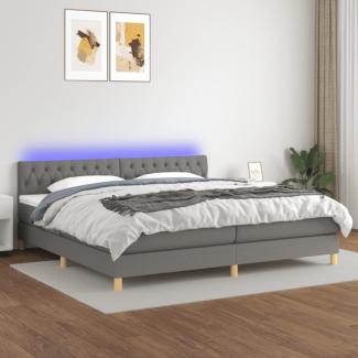 vidaXL Boxspringbett mit Matratze & LED Dunkelgrau 200x200 cm Stoff, Härtegrad: H2 [3133982]