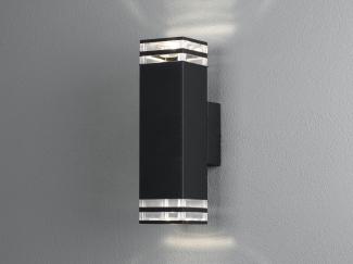 LED Außenwandleuchte ALU Up and Down Schwarz Effektstreifen IP44, Höhe 27,5cm