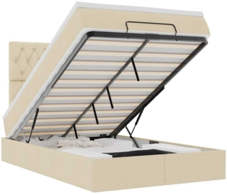 vidaXL Ottoman-Bett mit Matratze & LEDs Creme 120x190 cm Stoff 3314077