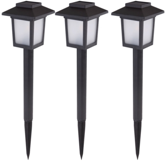 3er Set LED Solarlampen, Laternen Design, Feuereffekt, H 37 cm