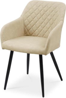CLIPOP Esszimmerstuhl Kunstleder armlehne Metallbeine Elfenbeinbeige