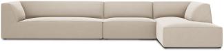 Micadoni 5-Sitzer Samtstoff Modular Ecke rechts Sofa Ruby | Bezug Beige | Beinfarbe Black Plastic