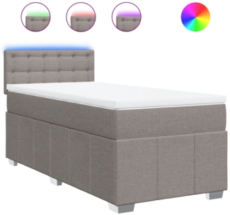 vidaXL Boxspringbett mit Matratze Taupe 80x200 cm Stoff 3289213
