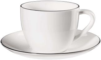 ASA Selection ligne noire Cappuccinotasse mit Unterer, Kaffeetasse, Becher, Fine Bone China, Weiß glänzend, 250 ml, 1929113