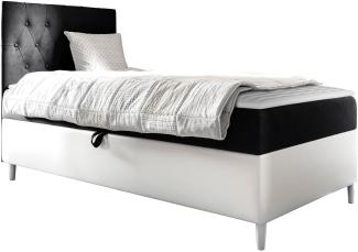 Boxspringbett 'Lenda Junior 1', schwarz, 80 x 200 cm, Links