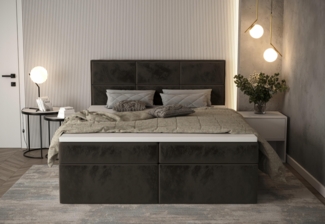 AX LIVING Gallese 140x200 Boxspringbett braun mit Bettkasten Samt