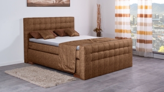 Meisterbetten Boxspringbett Luis 100x220 in MS-Nougat, Matratzenbezug Nano, Komfortschaum-Topper