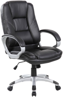Dmora Stuhl mit Rädern Iolanda, Chefsessel mit Armlehnen, Ergonomischer Bürostuhl, 69x63h105/116 cm, Schwarz