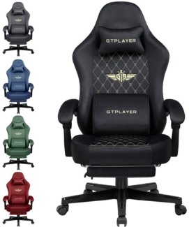 GTPLAYER Gaming-Stuhl Stoff Gaming Chair Ergonomisch Bürostuh PC Stuhl, 150kg Belastbarkeit, Schreibtischstuh mit Federsitzkissen und Fußstütze