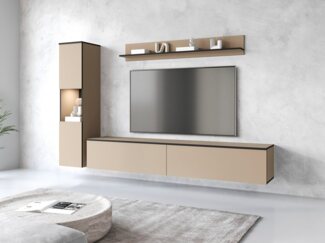 INOSIGN Wohnwand PARIS, Vitrine Türanschlag links/rechts wechselbar, (Komplett-Set, 3-St), grifflose Design, stehend und hängend montierbar