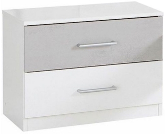 2er Set Nachtkonsole Angie Nachtschrank 52x38x40cm weiß beton lichtgrau