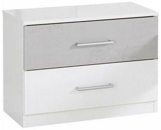 2er Set Nachtkonsole Angie Nachtschrank 52x38x40cm weiß beton lichtgrau