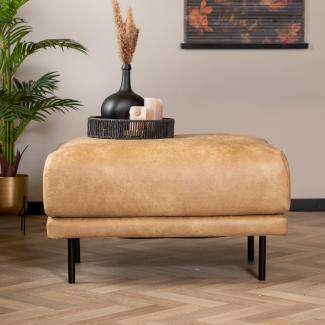 Bronx71 Leder Hocker Denver rechteckig beige