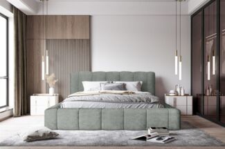 Polsterbett Doppelbett HAILEY 180x200cm in Stoff Sometimes Grau